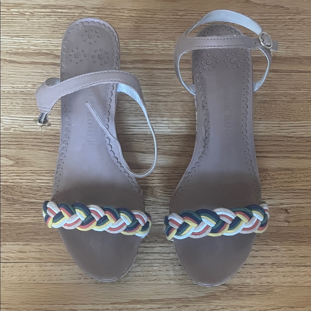 Jack Rogers Multicolor Braided Strap Cork Wedge Sandals